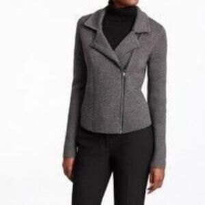 Ann Taylor · Small · Moto Sweater Jacket · Wool-Blend · Grey Knit